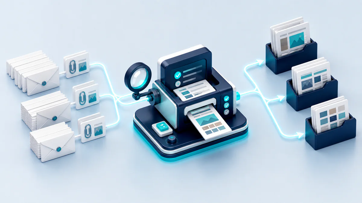 Mail Layout Collector 3D workflow visualization