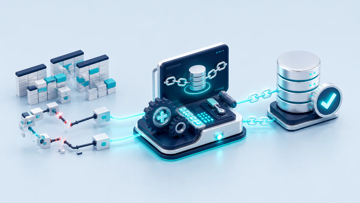 Database Repair Console 3D workflow visualization