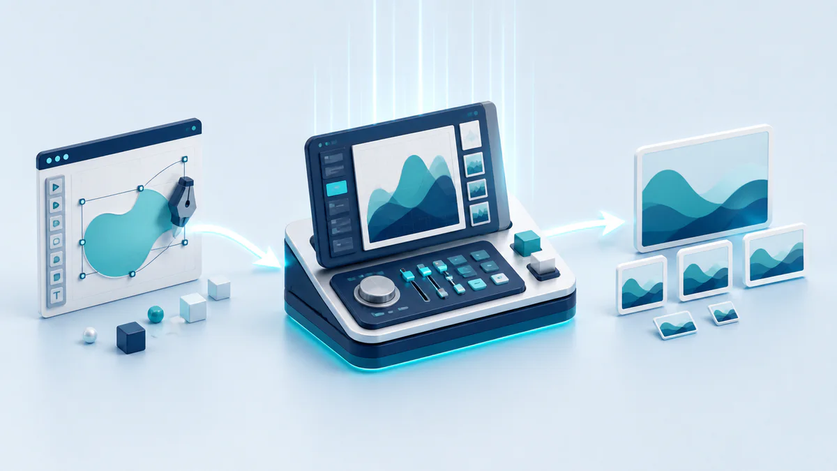 Brand Asset Renderer 3D workflow visualization